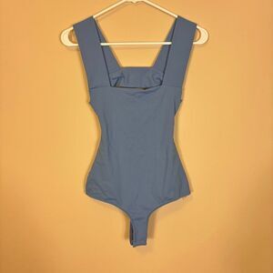 Intimately Free People Blue Square Neck Open Back Thong Bodysuit Size XS